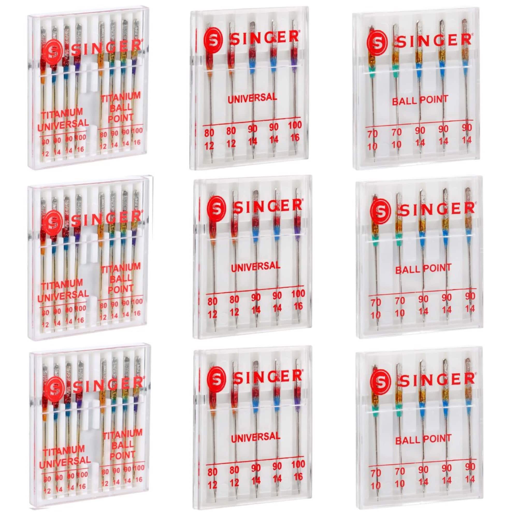 SINGER® Titanium & Standard Universal & Ball Point Sewing Machine Needles, 54ct.